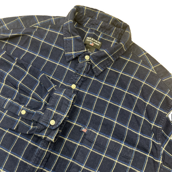 Polo Ralph Lauren Other - Ralph Lauren Polo Jeans Co Flannel Plaid Shirt Men's L/XL Navy Blue Preppy Y2K
